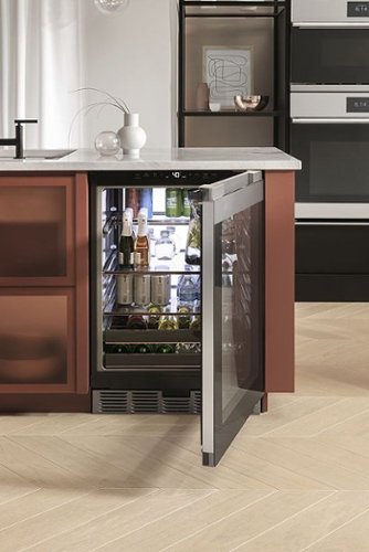 Café - 14-Bottle 126-Can Built-In Beverage Cooler with Wi-Fi - Platinum Glass