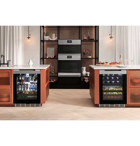Café - 14-Bottle 126-Can Built-In Beverage Cooler with Wi-Fi - Platinum Glass