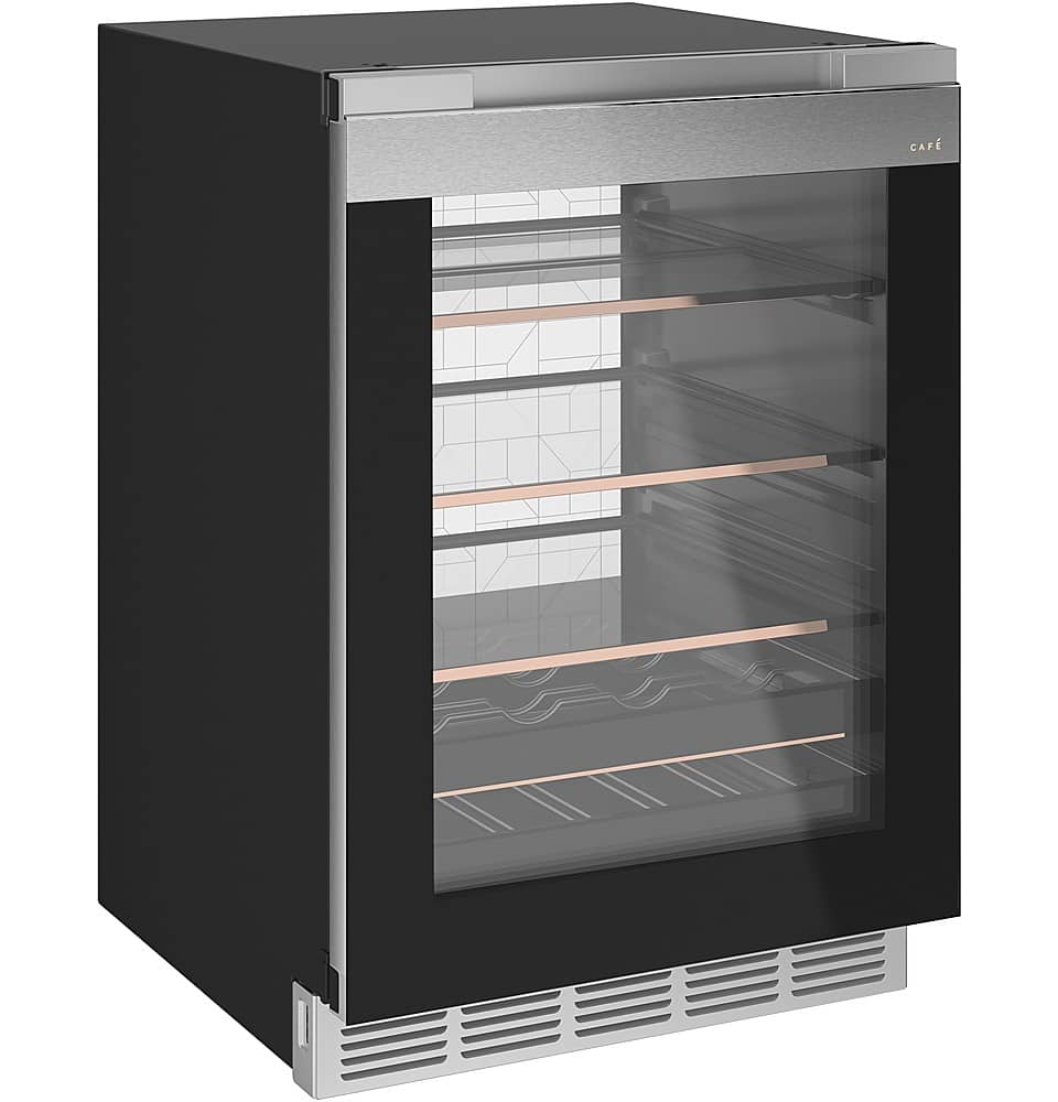 Café - 14-Bottle 126-Can Built-In Beverage Cooler with Wi-Fi - Platinum Glass