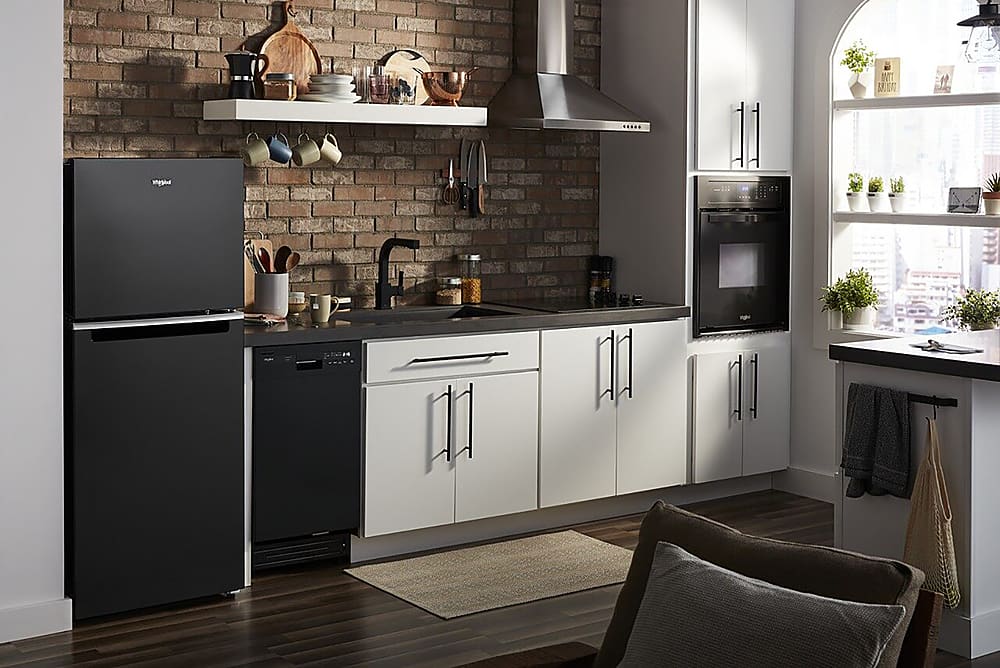 Whirlpool - 24 in. Wide 11.6 cu. ft. Top-Freezer Counter-Depth Refrigerator with Infinity Slide Shelf - Black
