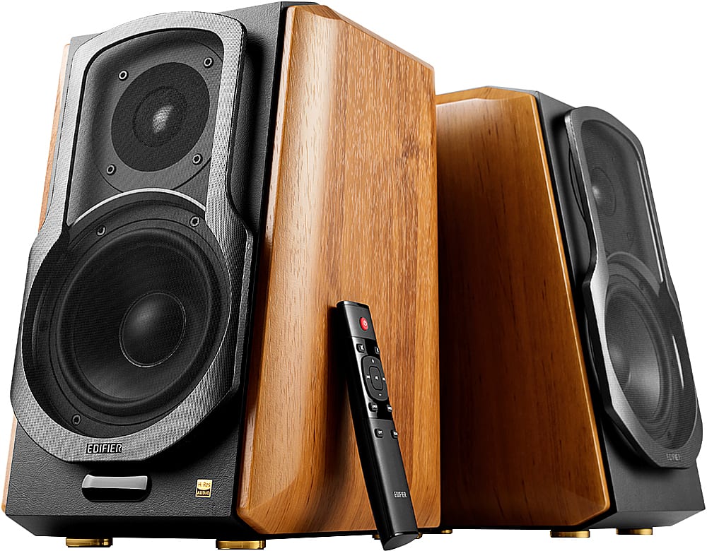 Edifier - S1000MKII Audiophile Active Bookshelf 2.0 Speakers, Computer Speakers - 120W Optical Input - Bluetooth 5.0 HD - Wood/Black