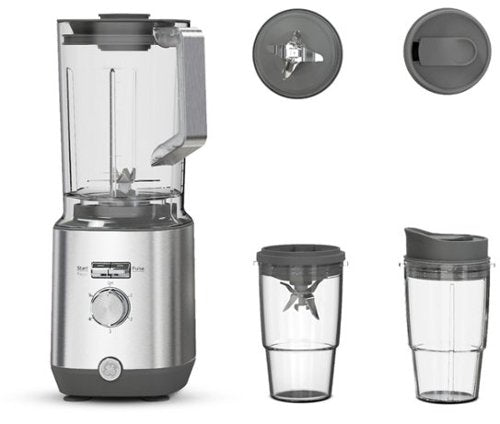 GE - 5-Speed 64-Oz. Blender with Blender Cups - Stainless Steel