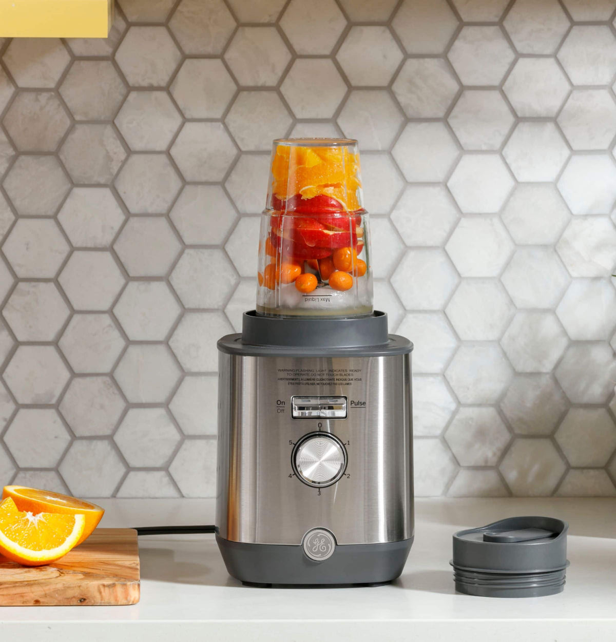 GE - 5-Speed 64-Oz. Blender with Blender Cups - Stainless Steel