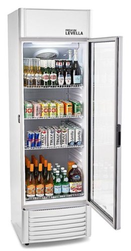 Premium Levella - 25 in. Wide 12.5 cu. ft. 1-Door Commercial Merchandiser Refrigerator Glass-Door Beverage Display Cooler - Silver