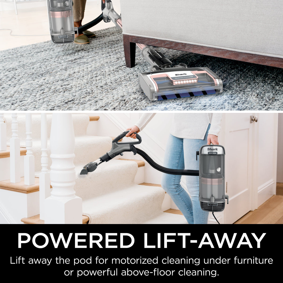 Shark - Vertex DuoClean PowerFin Upright Vacuum with Powered Lift-Away and Self-Cleaning Brushroll - Rose Gold