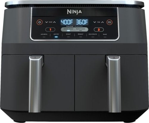 Ninja - Foodi 6-in-1 8-qt. 2-Basket Air Fryer with DualZone Technology & Air Fry, Roast, Broil, Bake, Reheat & Dehydrate - Dark Gray
