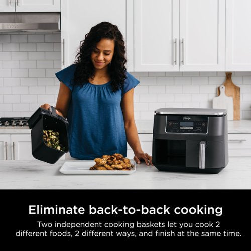 Ninja - Foodi 6-in-1 8-qt. 2-Basket Air Fryer with DualZone Technology & Air Fry, Roast, Broil, Bake, Reheat & Dehydrate - Dark Gray