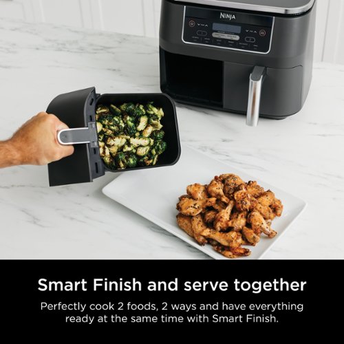 Ninja - Foodi 6-in-1 8-qt. 2-Basket Air Fryer with DualZone Technology & Air Fry, Roast, Broil, Bake, Reheat & Dehydrate - Dark Gray