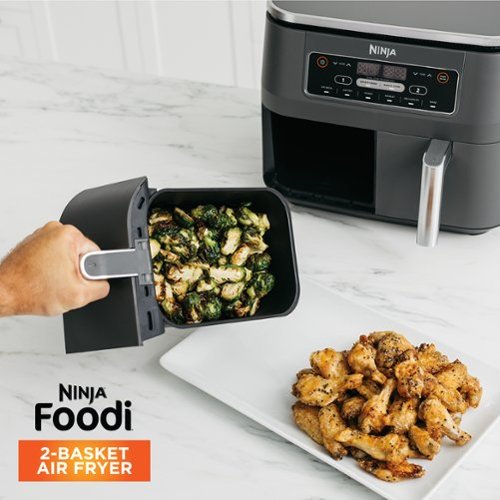 Ninja - Foodi 6-in-1 8-qt. 2-Basket Air Fryer with DualZone Technology & Air Fry, Roast, Broil, Bake, Reheat & Dehydrate - Dark Gray
