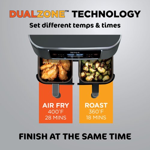 Ninja - Foodi 6-in-1 8-qt. 2-Basket Air Fryer with DualZone Technology & Air Fry, Roast, Broil, Bake, Reheat & Dehydrate - Dark Gray