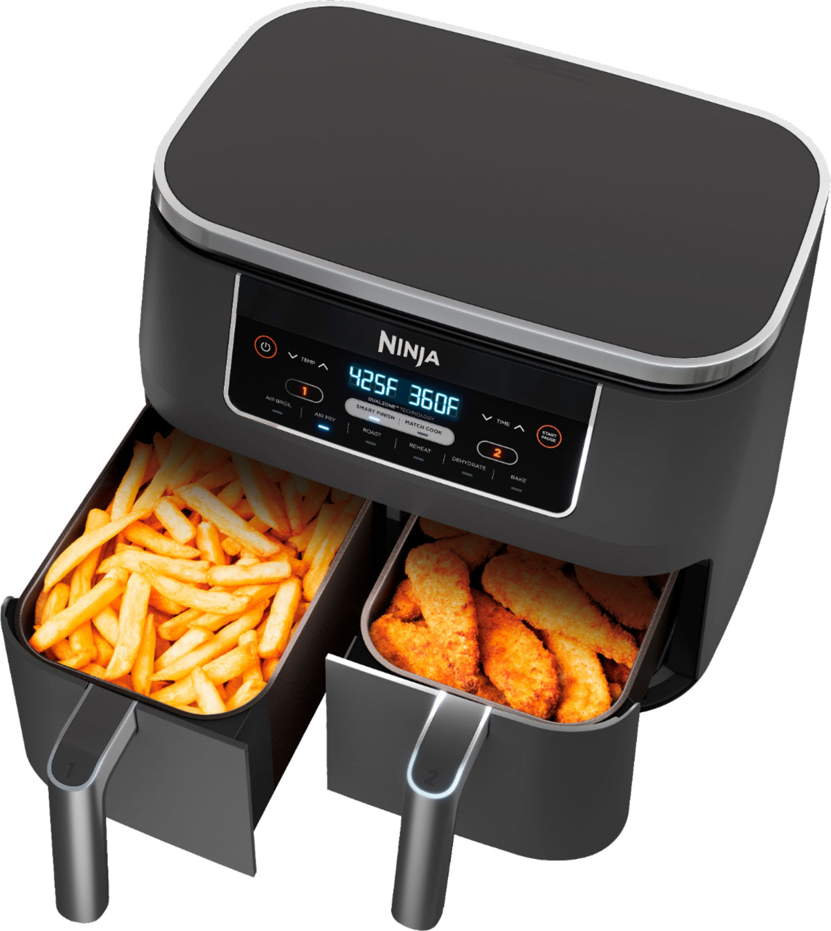 Ninja - Foodi 6-in-1 8-qt. 2-Basket Air Fryer with DualZone Technology & Air Fry, Roast, Broil, Bake, Reheat & Dehydrate - Dark Gray