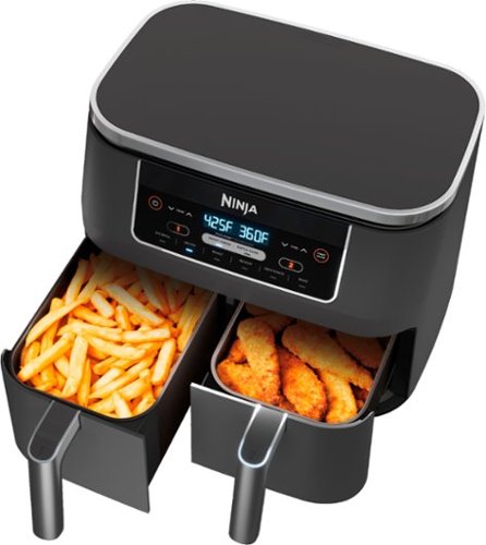 Ninja - Foodi 6-in-1 8-qt. 2-Basket Air Fryer with DualZone Technology & Air Fry, Roast, Broil, Bake, Reheat & Dehydrate - Dark Gray