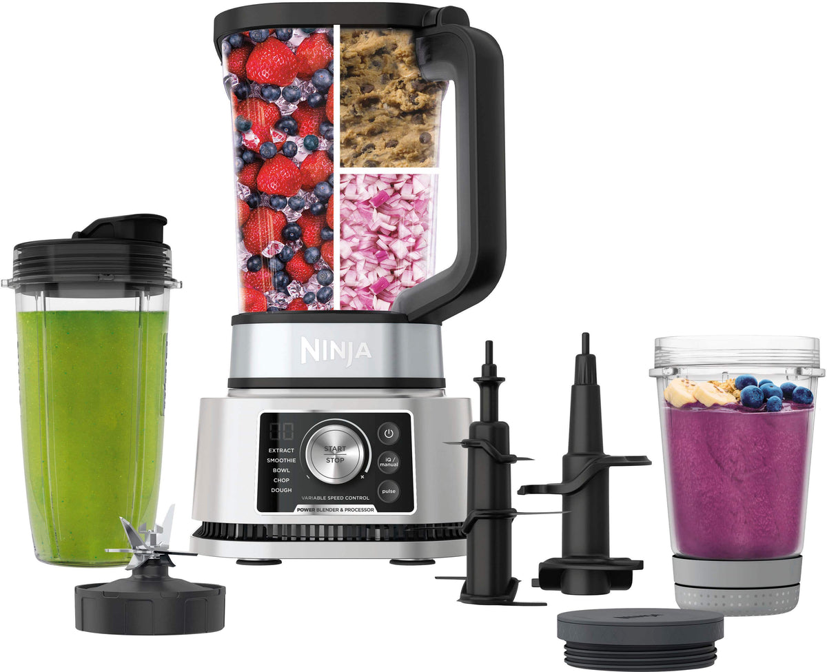 Ninja - Foodi Power Blender & Processor System, Smoothie Bowl Maker & Nutrient Extractor*, 1400WP smartTORQUE 6 Auto-iQ - Silver