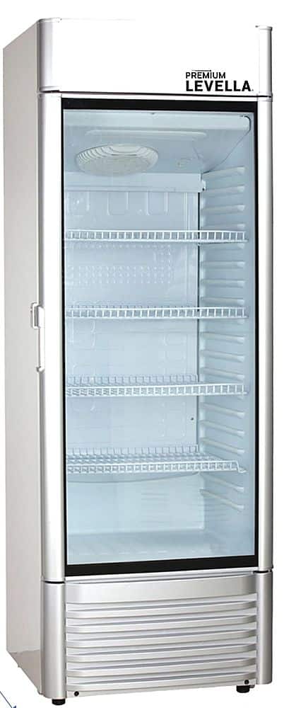 Premium Levella - 23 in. Wide 9 cu. ft. 1-Door Commercial Merchandiser Refrigerator Glass-Door Beverage Display Cooler - Silver