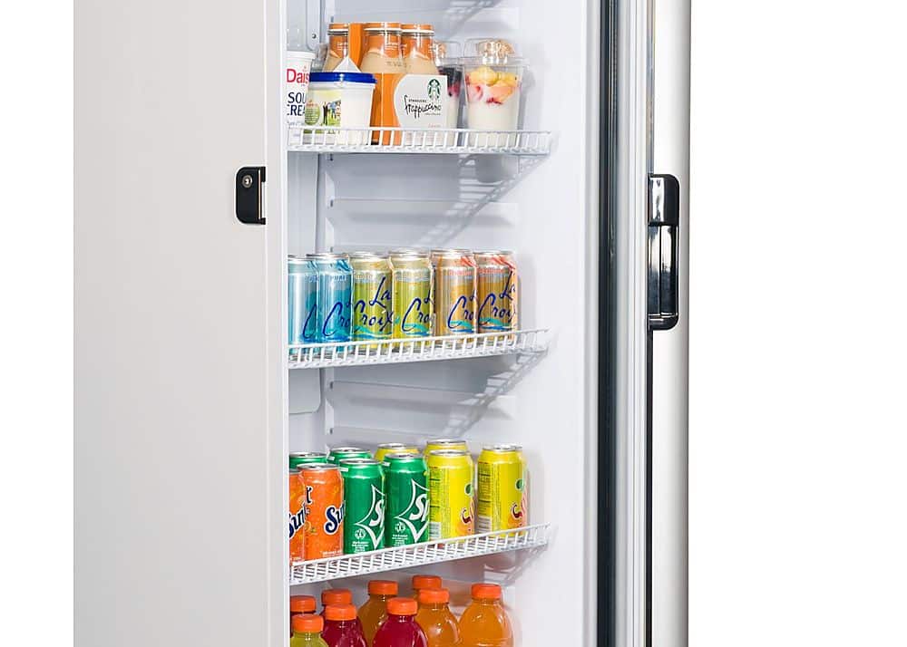 Premium Levella - 23 in. Wide 9 cu. ft. 1-Door Commercial Merchandiser Refrigerator Glass-Door Beverage Display Cooler - Silver