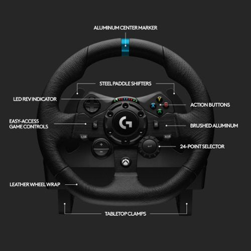Logitech - G923 Racing Wheel and Pedals for Xbox Series X|S, Xbox One and PC - Black