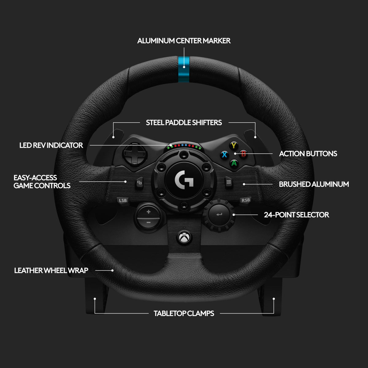 Logitech - G923 Racing Wheel and Pedals for Xbox Series X|S, Xbox One and PC - Black