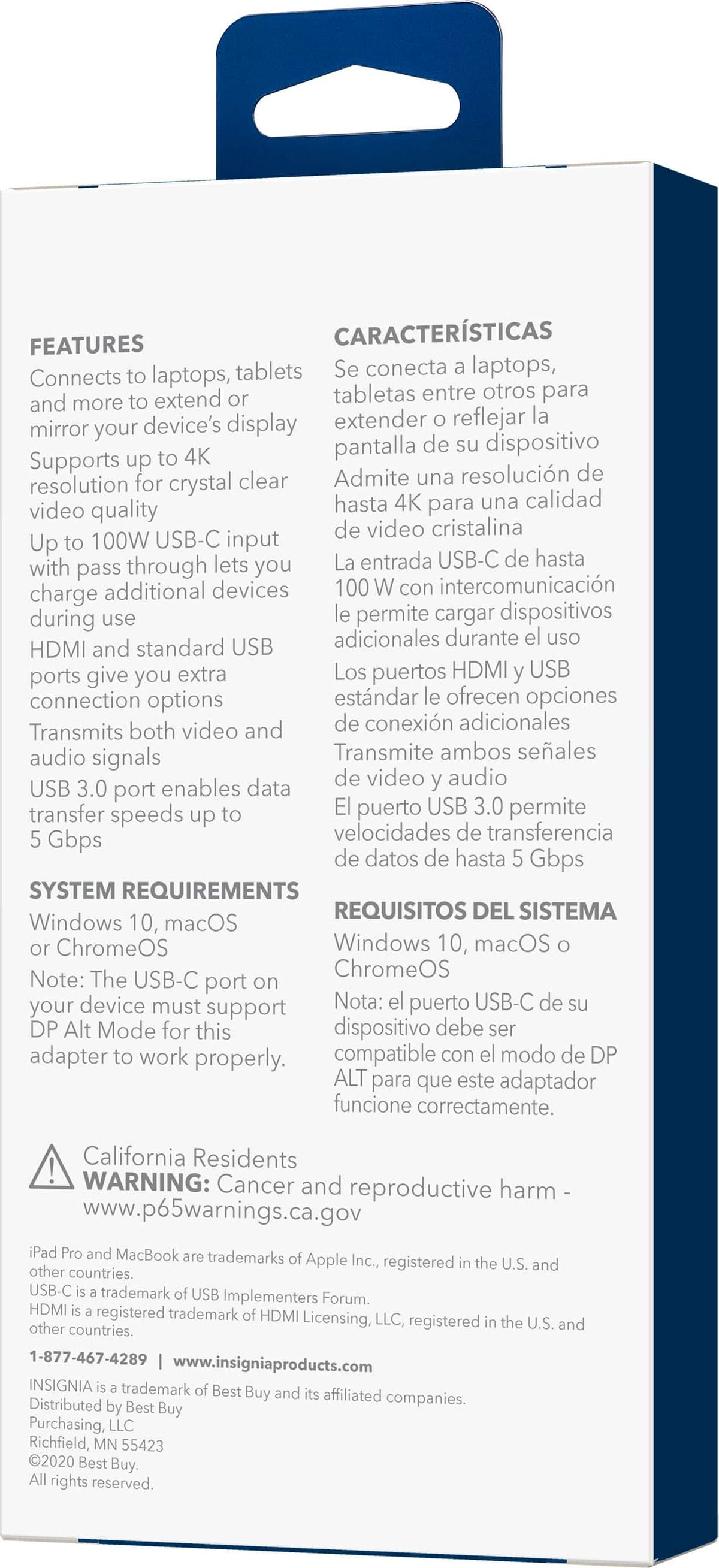 Insignia™ - USB-C to HDMI Multiport Adapter - White