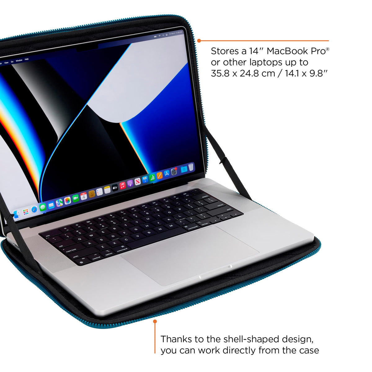 Thule - Gauntlet Laptop Sleeve Laptop Case for 16” Apple MacBook Pro, 15” Apple MacBook Pro, PCs Laptops & Chromebooks up to 14” - Blue