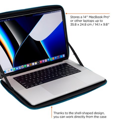 Thule - Gauntlet Laptop Sleeve Laptop Case for 16” Apple MacBook Pro, 15” Apple MacBook Pro, PCs Laptops & Chromebooks up to 14” - Blue