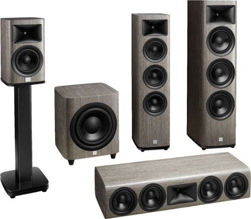 JBL - HDI4500 Quadruple 5.25" 2-1/2 way Center Channel Loudspeaker with 1" compression tweeter - Gray Oak Finish