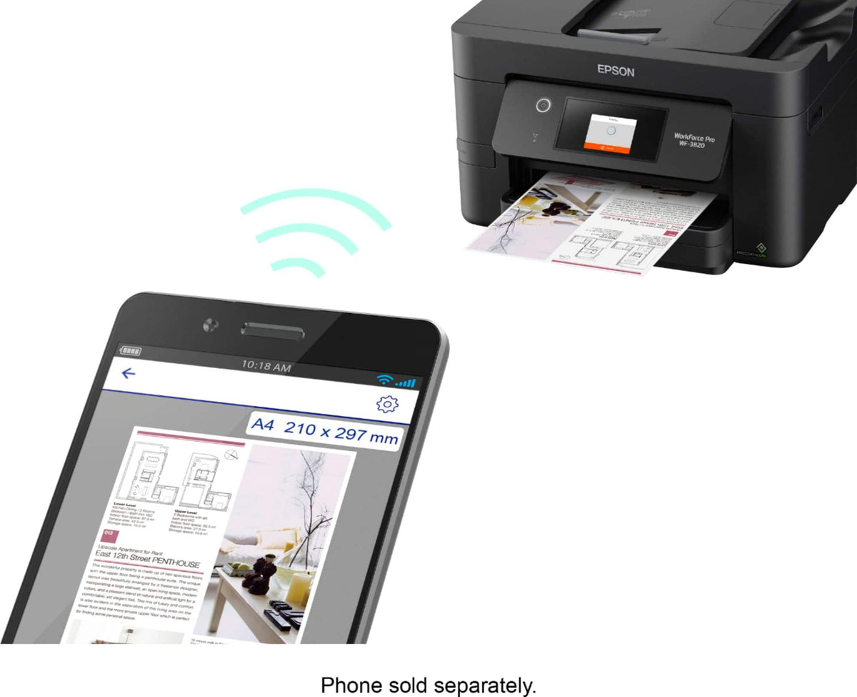 Epson - WorkForce Pro WF-3820 Wireless All-in-One Inkjet Printer - Black
