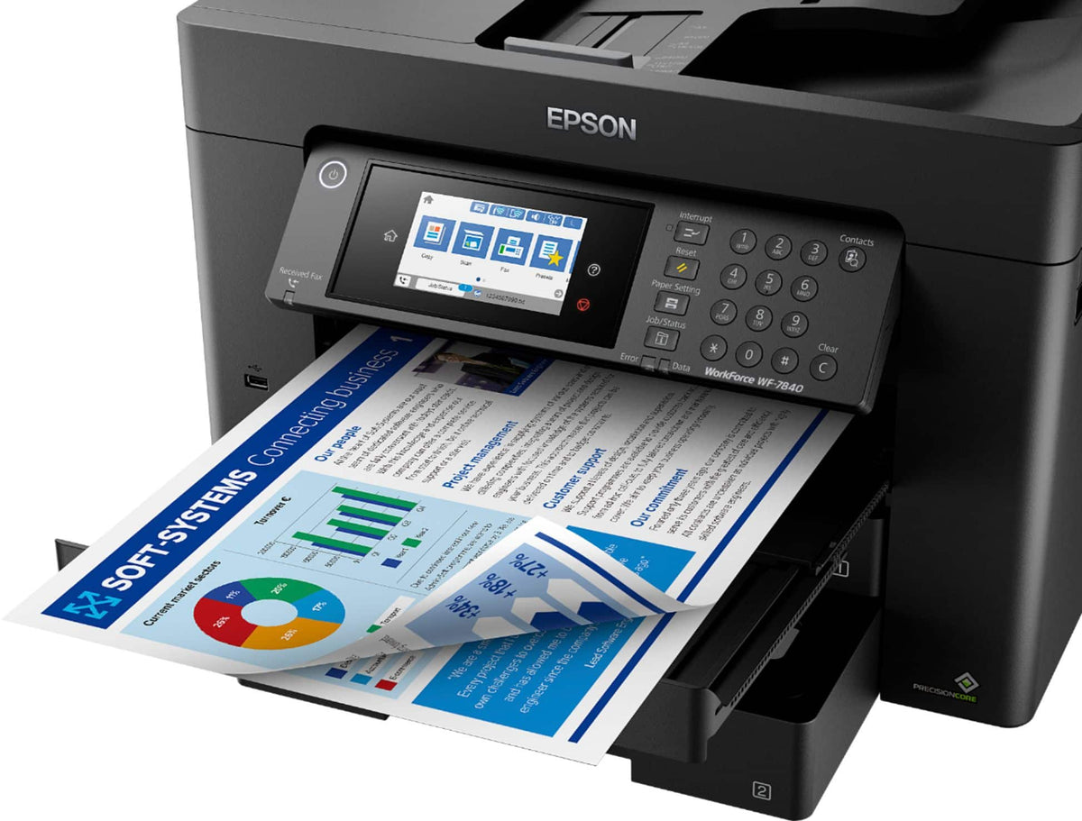 Epson - WorkForce Pro WF-7840 Wireless Wide-format All-in-One Inkjet Printer - Black