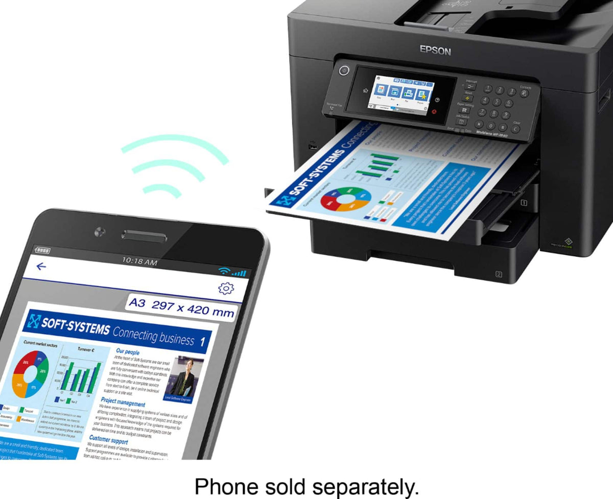 Epson - WorkForce Pro WF-7840 Wireless Wide-format All-in-One Inkjet Printer - Black