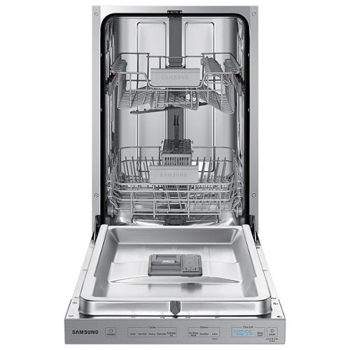 Samsung - 18" Compact Top Control Built-in Stainless Steel Tub Dishwasher with AutoRelease Door Dry, 46 dBA - Stainless Steel