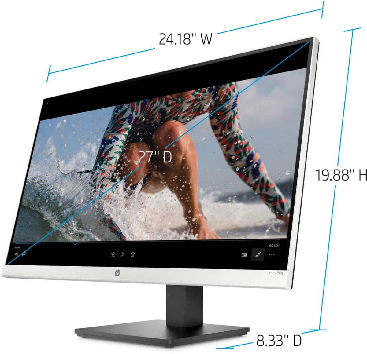 HP - 27" IPS LED QHD Monitor with Adjustable Height (HDMI, VGA) - Silver & Black