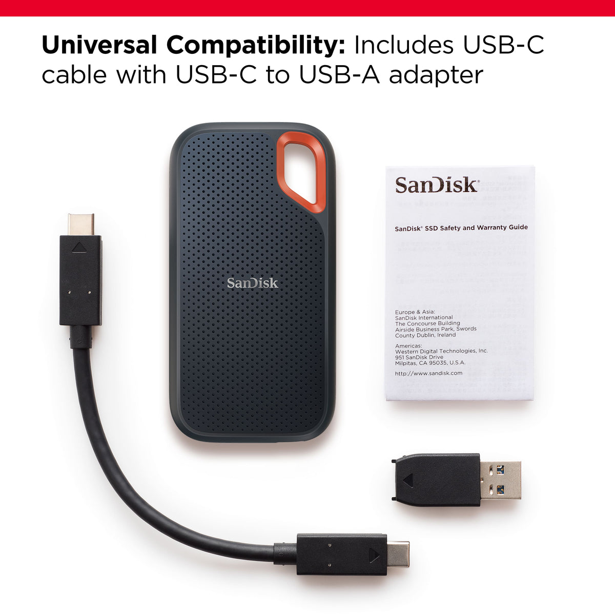 SANDISK - Extreme Portable 1TB External USB-C NVMe SSD - Black