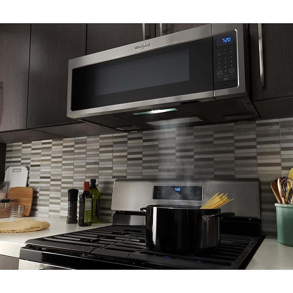 Whirlpool - 1.1 Cu. Ft. Low Profile Over-the-Range Microwave Hood with 2-Speed Vent - Stainless Steel