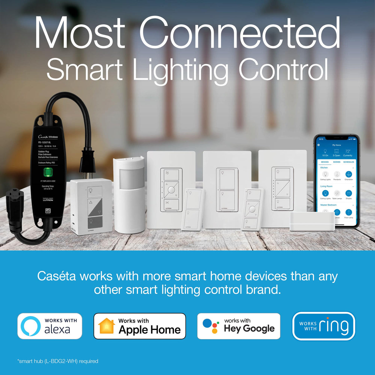 Lutron - Caseta Smart Dimmer Switch 3-Way Kit with Remote (2 Points of Control) - White