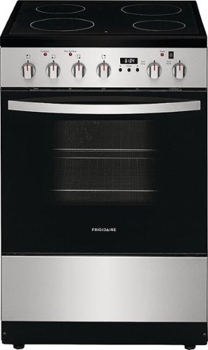 Frigidaire - 24 in. Wide 4 elements 1.9 Cu. Ft. Freestanding Electric Range with Smoothtop and Hidden Bake Element - Stainless Steel