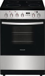 Frigidaire - 24 in. Wide 4 elements 1.9 Cu. Ft. Freestanding Electric Range with Smoothtop and Hidden Bake Element - Stainless Steel