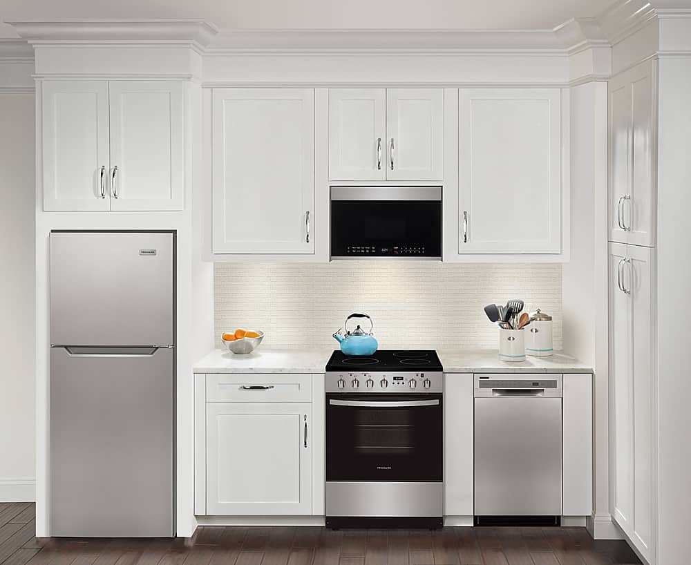 Frigidaire - 24 in. Wide 4 elements 1.9 Cu. Ft. Freestanding Electric Range with Smoothtop and Hidden Bake Element - Stainless Steel