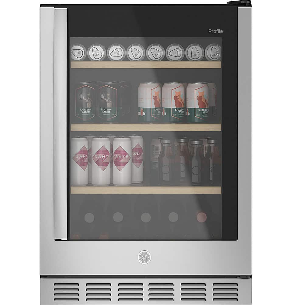 GE Profile - 155-Can Beverage Cooler - Stainless Steel