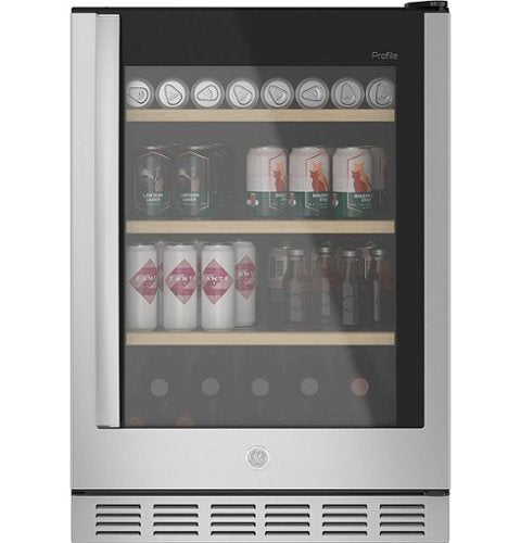 GE Profile - 155-Can Beverage Cooler - Stainless Steel