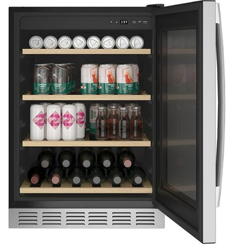 GE Profile - 155-Can Beverage Cooler - Stainless Steel