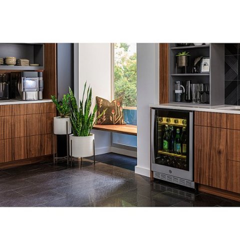 GE Profile - 155-Can Beverage Cooler - Stainless Steel