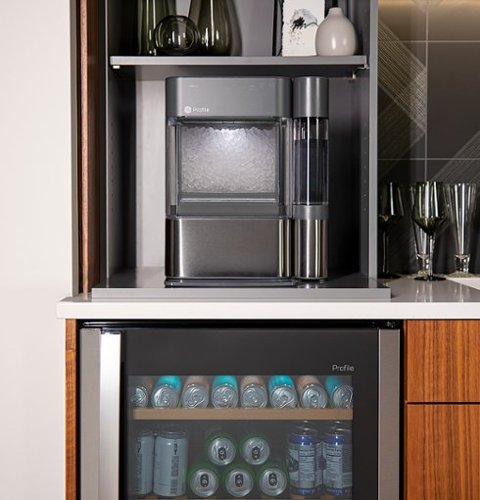 GE Profile - 155-Can Beverage Cooler - Stainless Steel