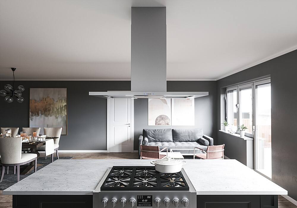 Zephyr - 42 inches - Convertible - Island Range Hood - Stainless Steel