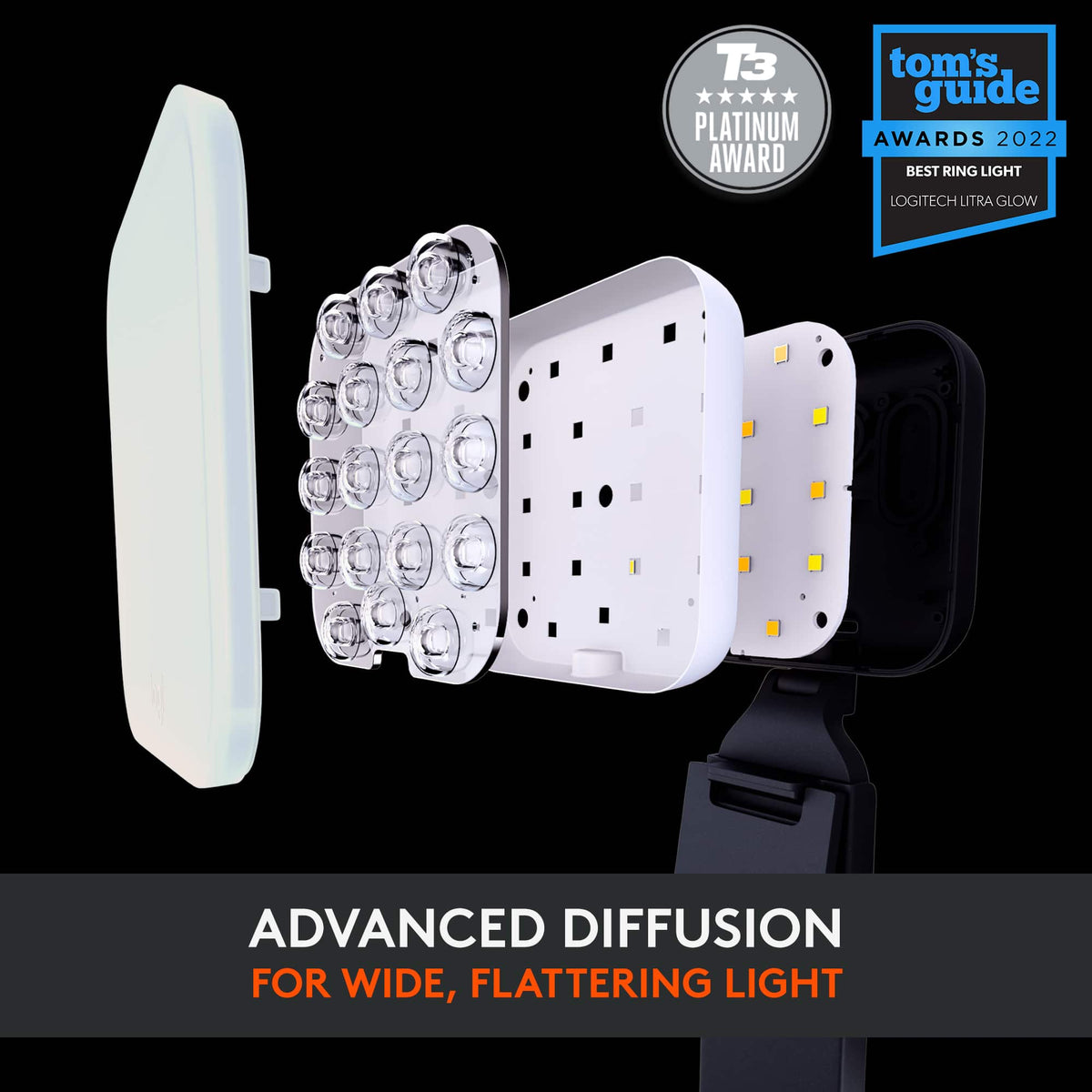 Logitech - Litra Glow Premium LED Streaming Light with TrueSoft, Adjustable mount and Desktop app control for PC/Mac - Graphite