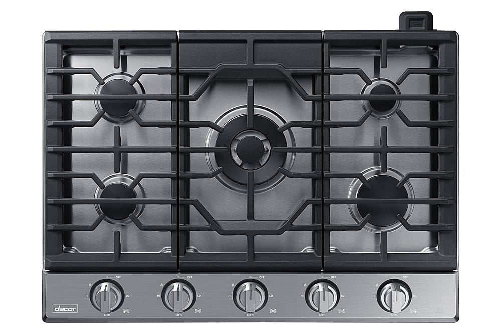 Dacor - 30 in. Wide 5 Burner Transitional Built-In Gas Cooktop withSimmerSear, Liquid Propane Convertible - Silver Stainless Steel