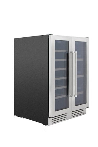 Thor Kitchen - 21 Wine Bottle Capacity and 95 Can Dual Zone French Door Wine and Beverage Center - Stainless Steel