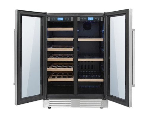 Thor Kitchen - 21 Wine Bottle Capacity and 95 Can Dual Zone French Door Wine and Beverage Center - Stainless Steel