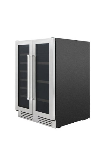 Thor Kitchen - 21 Wine Bottle Capacity and 95 Can Dual Zone French Door Wine and Beverage Center - Stainless Steel