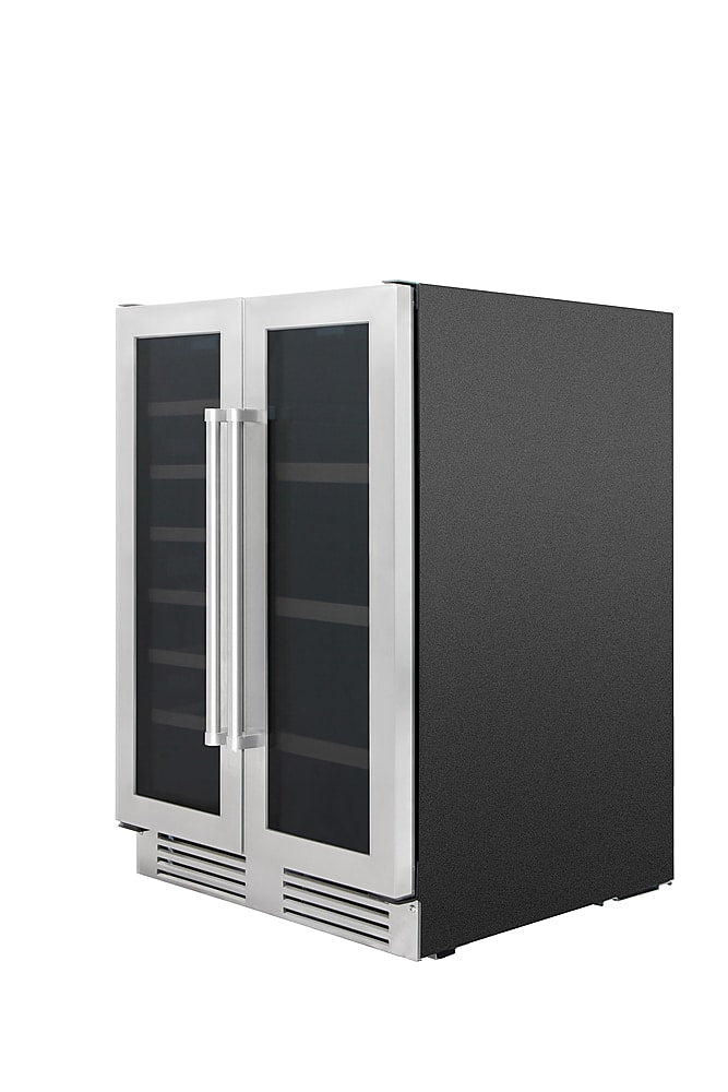 Thor Kitchen - 21 Wine Bottle Capacity and 95 Can Dual Zone French Door Wine and Beverage Center - Stainless Steel