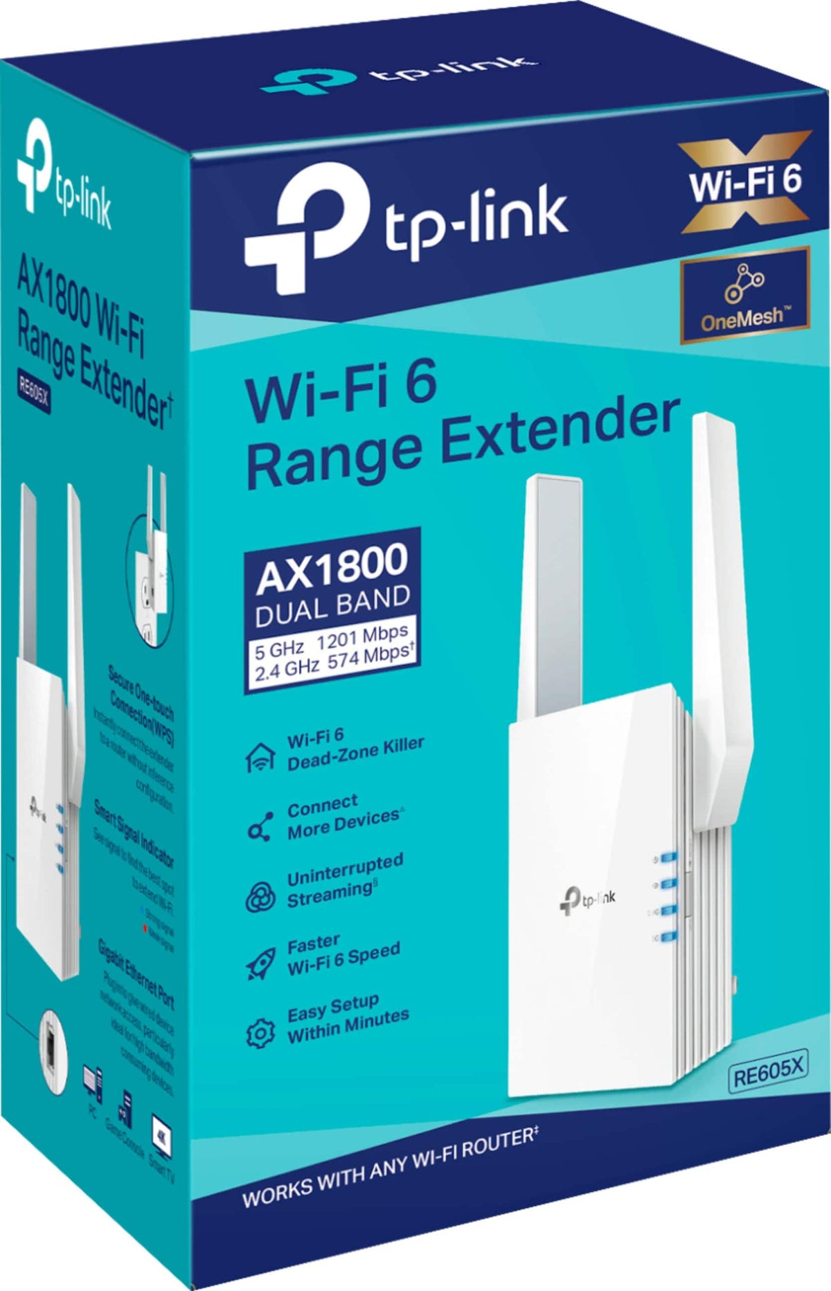 TP-Link - RE605X AX1800 Wi-Fi 6 Range Extender - White