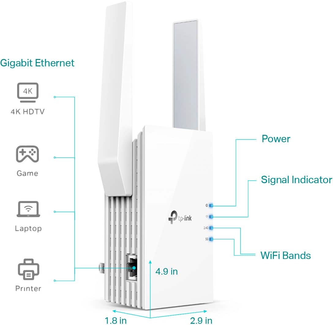 TP-Link - RE605X AX1800 Wi-Fi 6 Range Extender - White